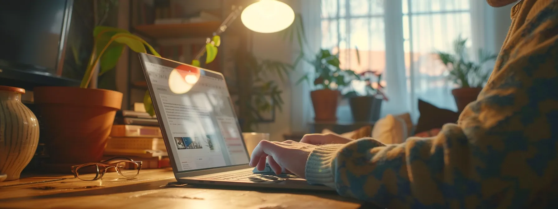 a person scrolling through a housing agent's online portfolio and property listings on a laptop.