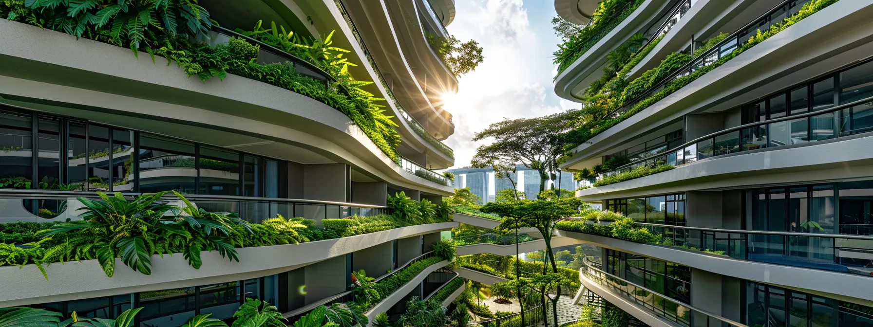 a luxurious modern condominium with sleek architecture and lush green landscaping, showcasing the epitome of upscale living in singapore.