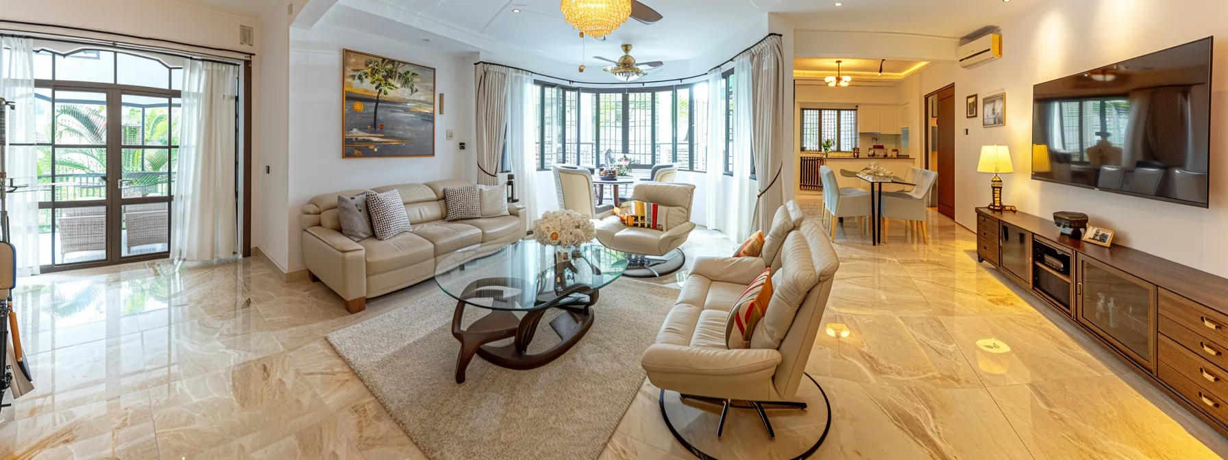 a beautifully staged living room with modern furniture and vibrant decor, showcasing a property prepared for sale in singapore's competitive market.