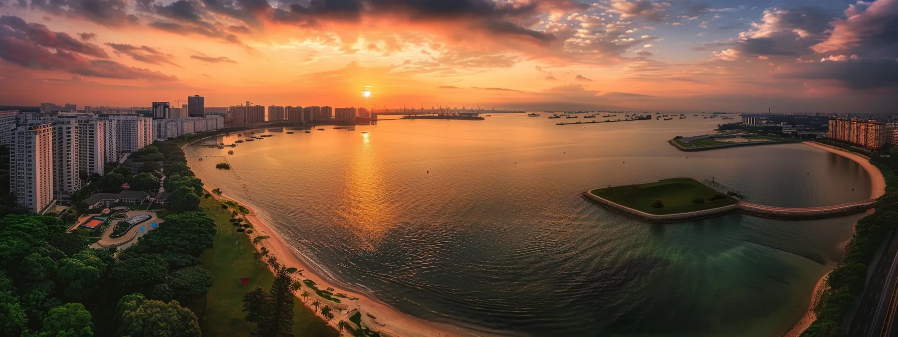 a breathtaking sunset over the tranquil coastline of sembawang, showcasing its hidden beauty.