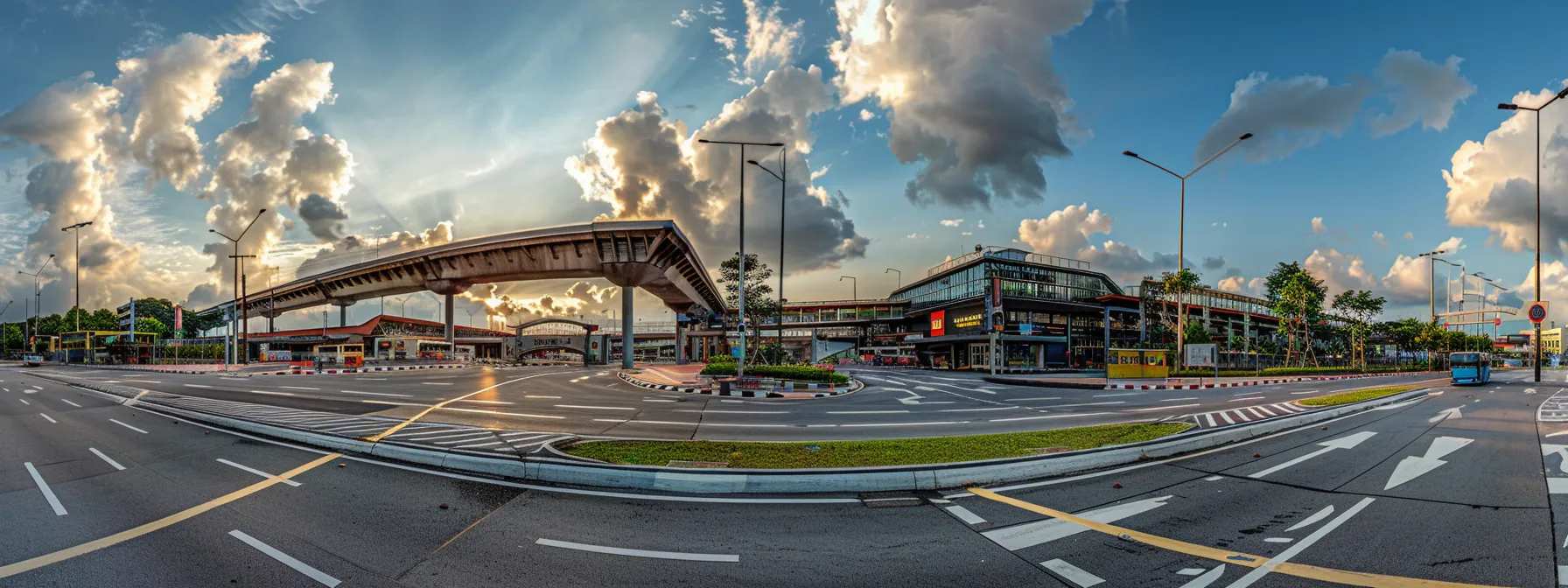 a bustling intersection with modern mrt stations and newly upgraded roads near punggol digital district.