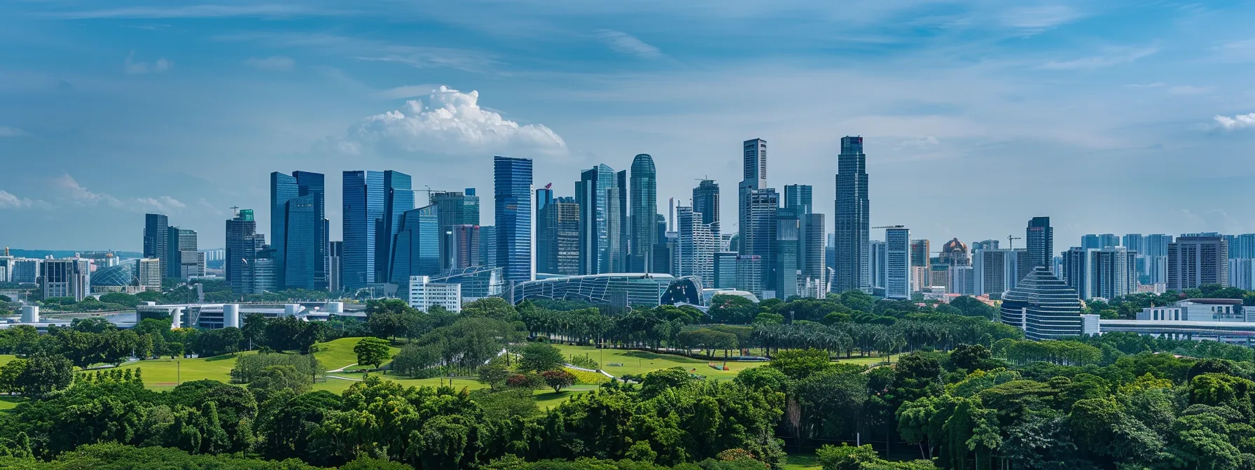 a vast, futuristic skyline looms over the expansive punggol digital district.